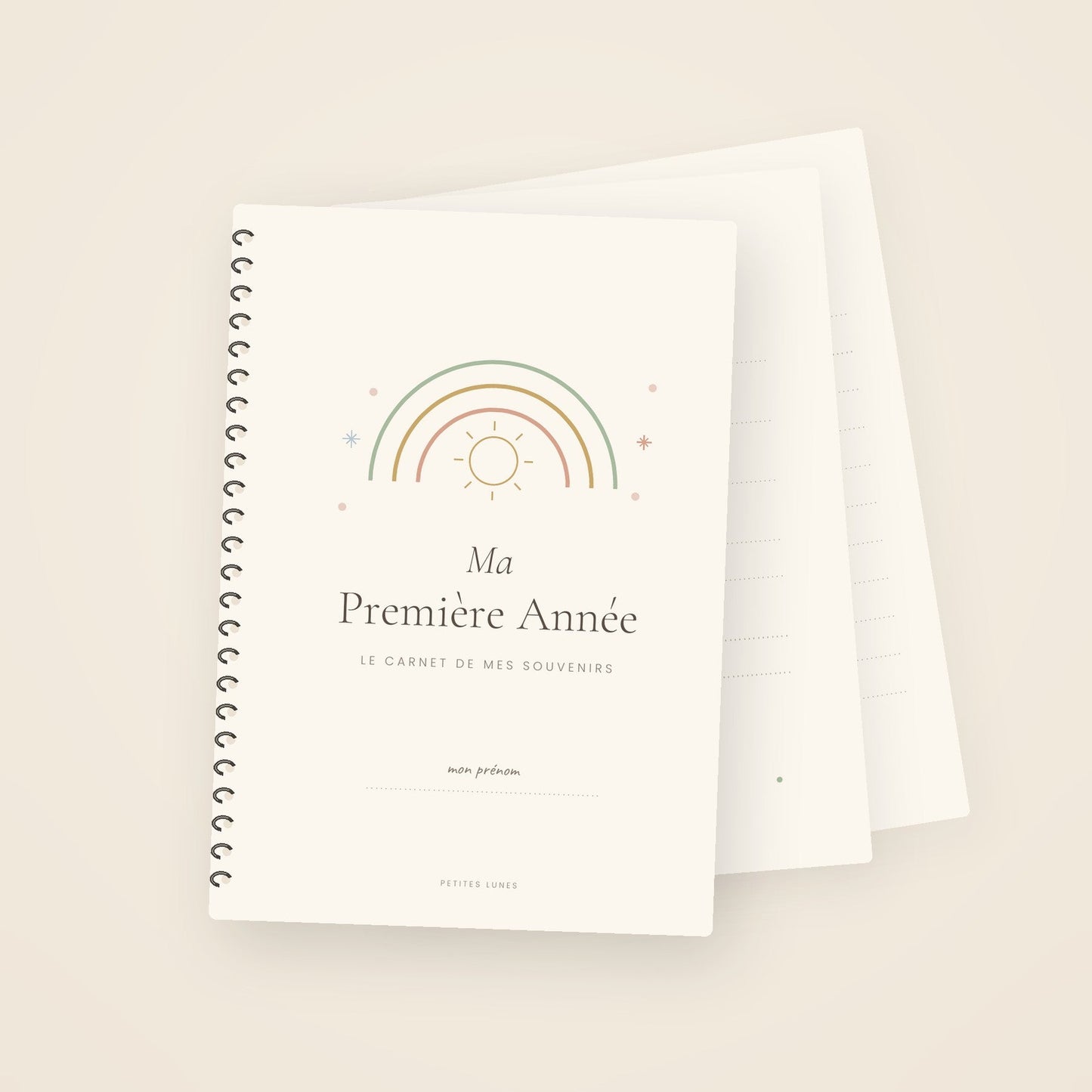 Carnet de naissance en éventail montrant la couverture et les pages intérieures