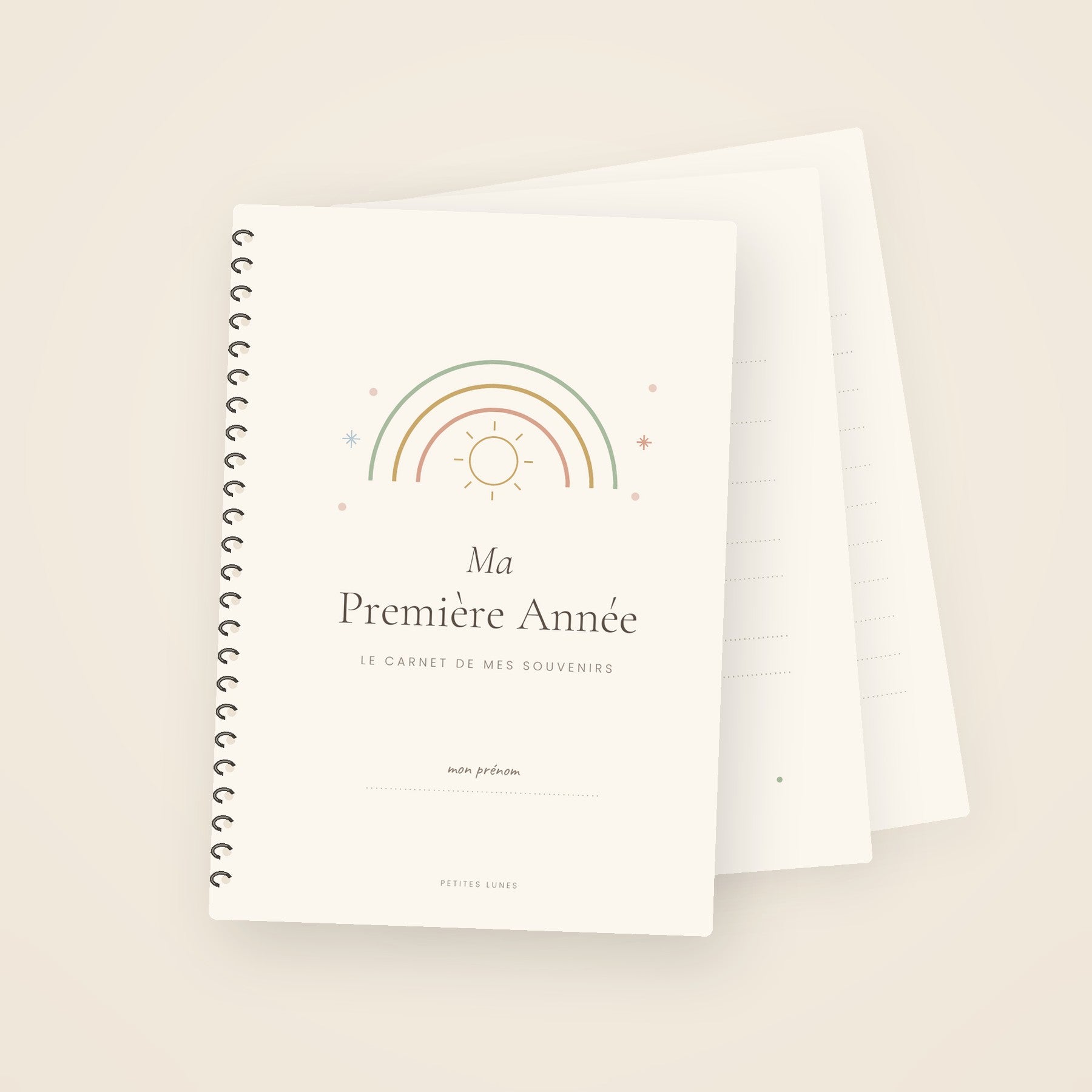 Carnet de naissance en éventail montrant la couverture et les pages intérieures